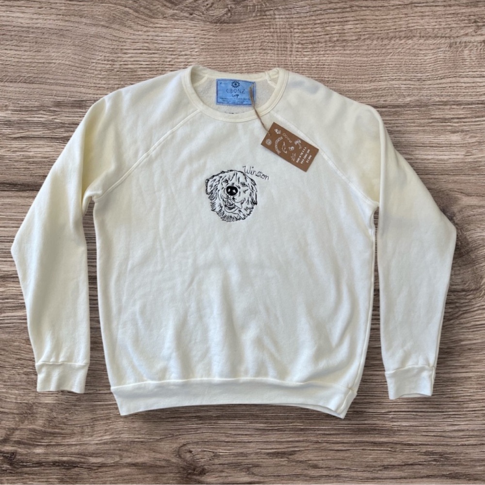 STAUD x C.BONZ Embroidered Dog Sweatshirt Cream NWT Large